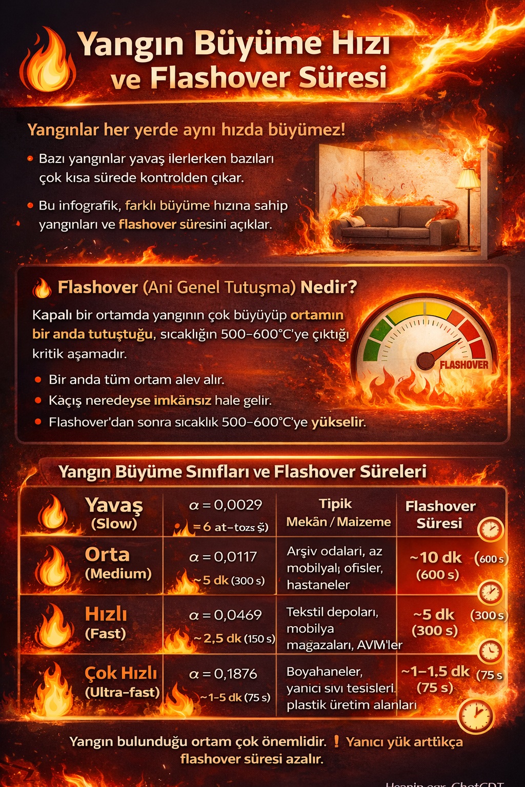 yangın büyüme hızı flashover süresi