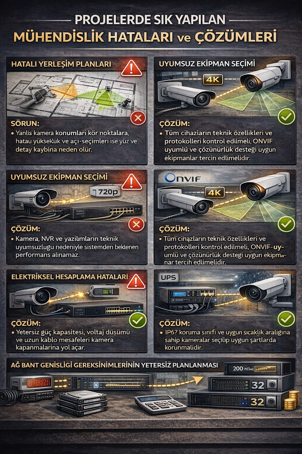 güvenlik kamera sistemi kurulum mühendislik hataları