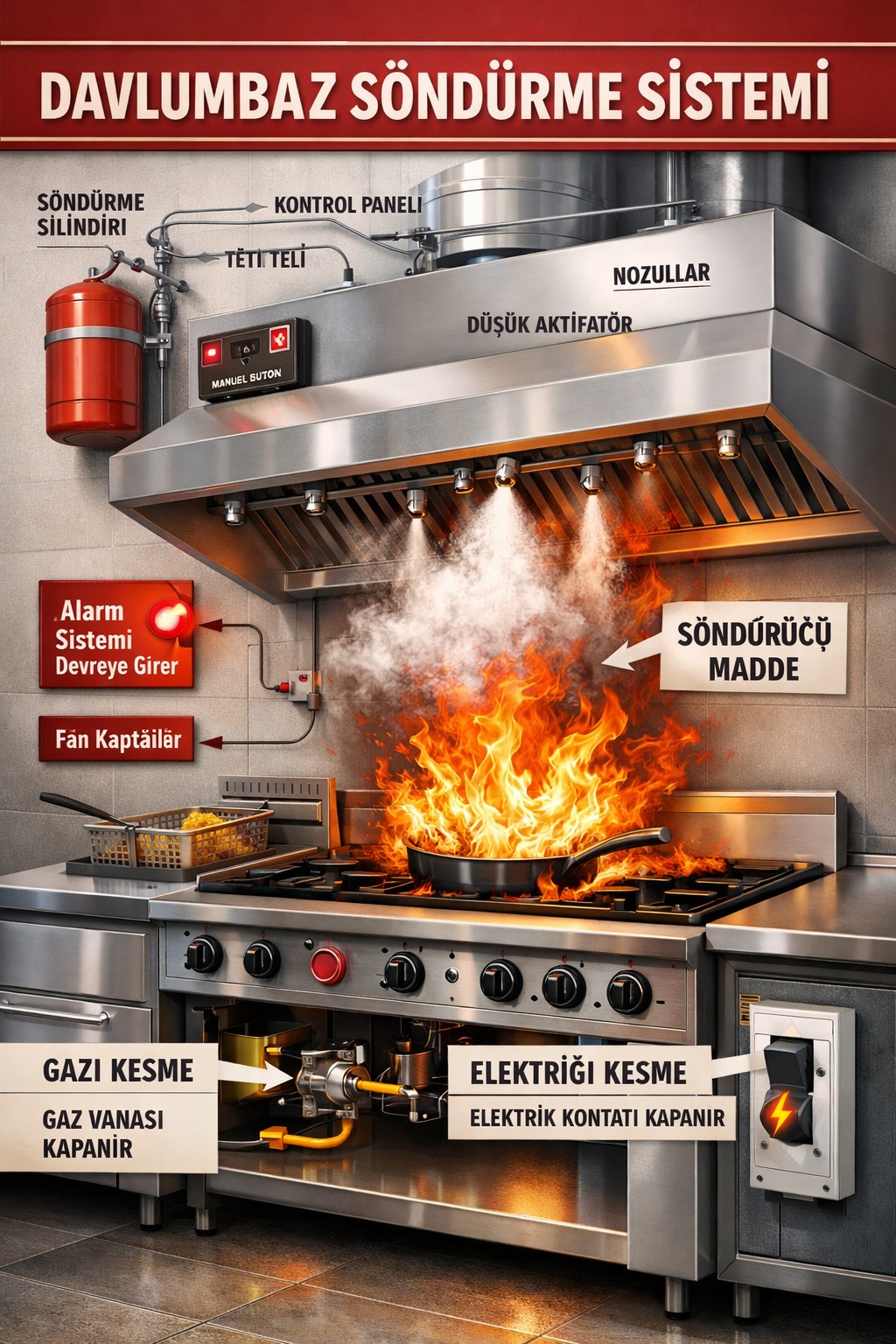 Mutfak Davlumbaz Söndürme Sistemleri Mutfak Davlumbaz Söndürme Sistemleri